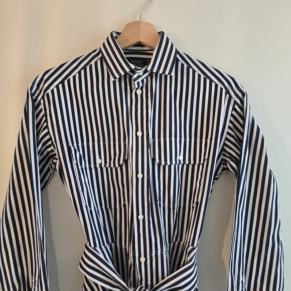 POLO Ralph Lauren • Navy and White Striped Shirt Dress - Picture 3 of 5